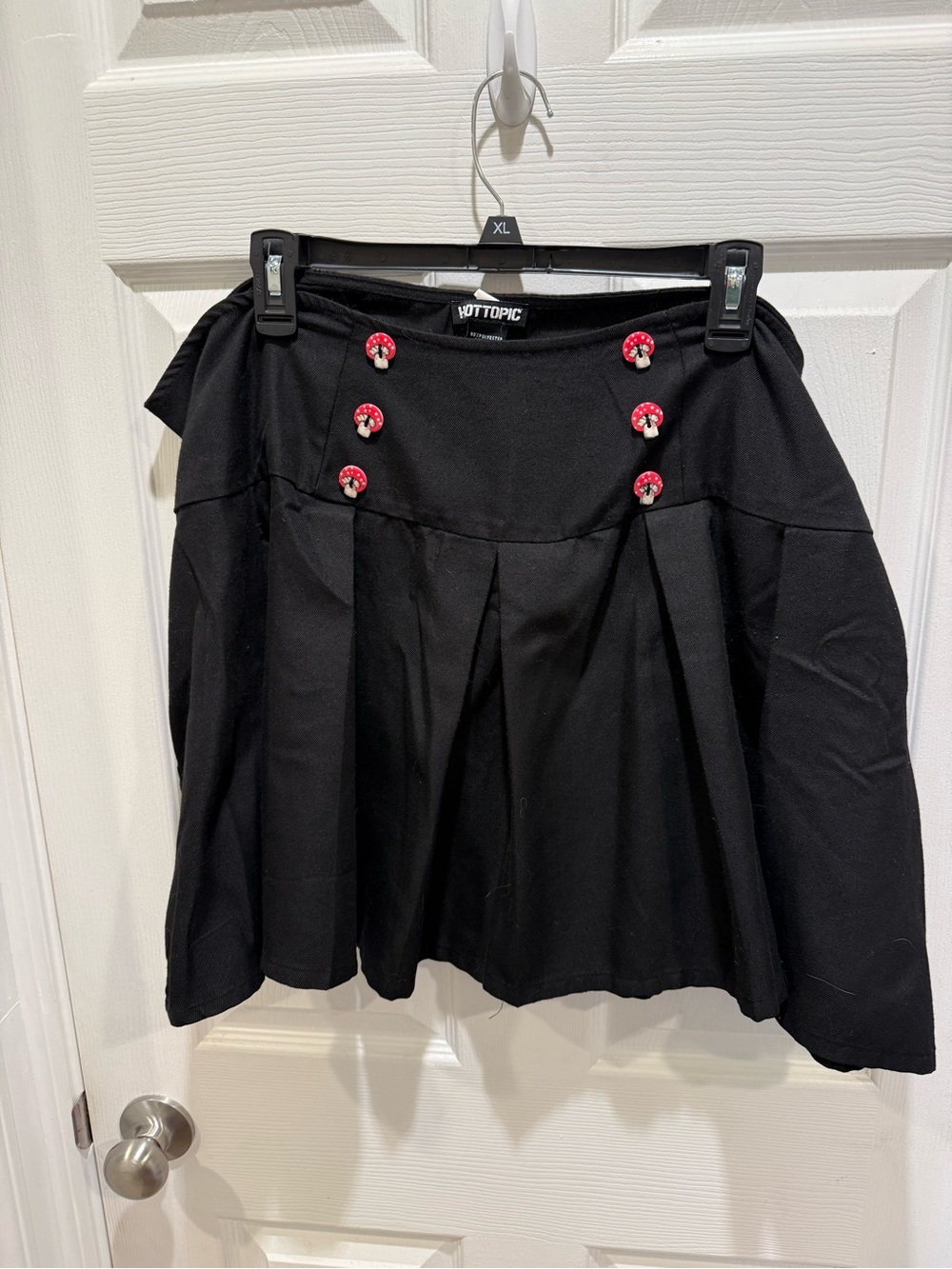 Hot Topic Black Skater Skirt with Red Button Accents